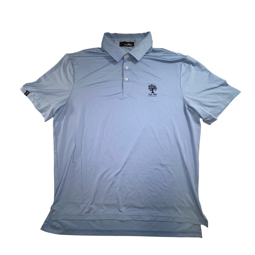 RLX Ralph Lauren Mens XL Blue Performance Golf Polo Shirt Short Sleeve Est 1918